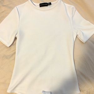 PLT White Ribbed Bodysuit